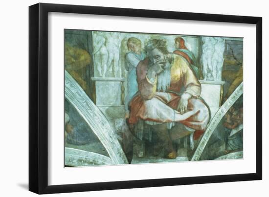 Sistine Chapel Ceiling: the Prophet Jeremiah (Pre Resoration)-Michelangelo Buonarroti-Framed Giclee Print