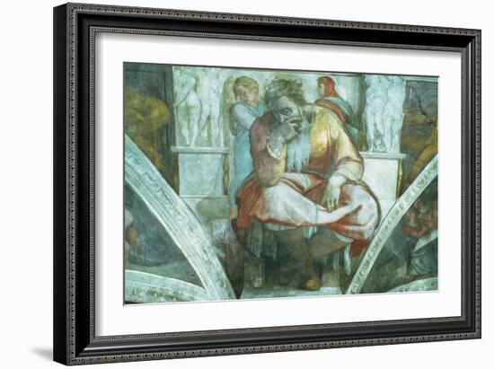 Sistine Chapel Ceiling: the Prophet Jeremiah (Pre Resoration)-Michelangelo Buonarroti-Framed Giclee Print