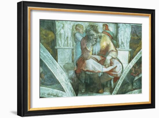 Sistine Chapel Ceiling: the Prophet Jeremiah (Pre Resoration)-Michelangelo Buonarroti-Framed Giclee Print