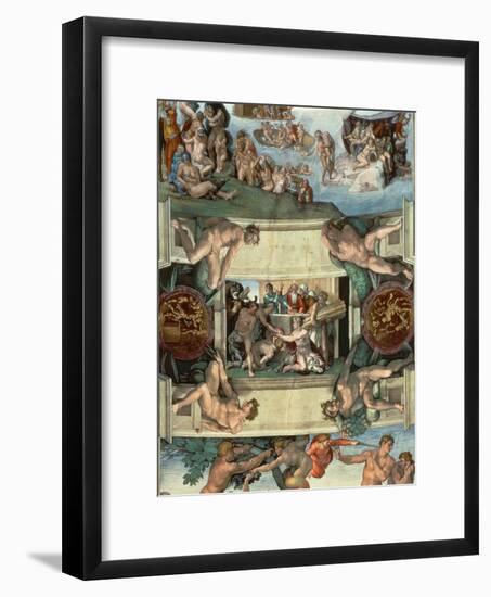 Sistine Chapel Ceiling : the Sacrifice of Noah, 1508-10-Michelangelo Buonarroti-Framed Giclee Print