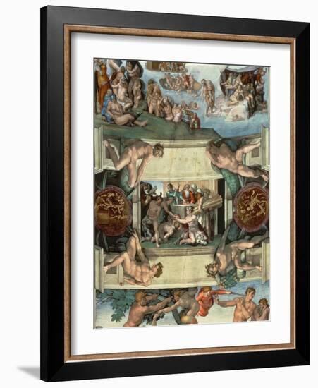 Sistine Chapel Ceiling : the Sacrifice of Noah, 1508-10-Michelangelo Buonarroti-Framed Giclee Print