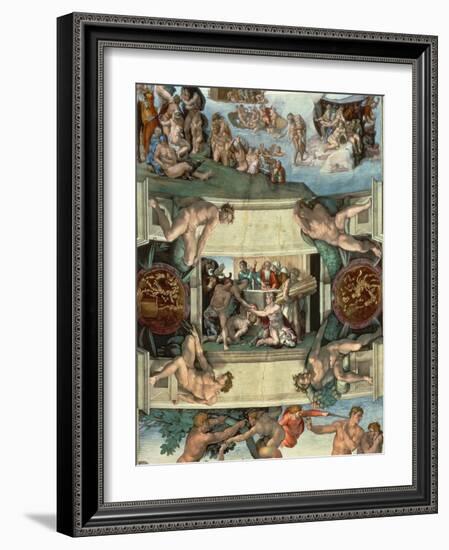 Sistine Chapel Ceiling : the Sacrifice of Noah, 1508-10-Michelangelo Buonarroti-Framed Giclee Print