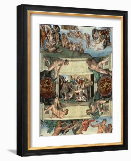 Sistine Chapel Ceiling : the Sacrifice of Noah, 1508-10-Michelangelo Buonarroti-Framed Giclee Print