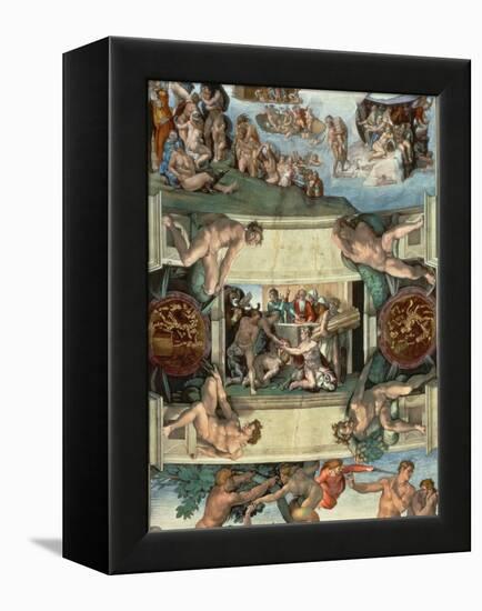 Sistine Chapel Ceiling : the Sacrifice of Noah, 1508-10-Michelangelo Buonarroti-Framed Premier Image Canvas