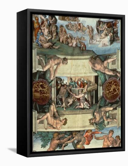 Sistine Chapel Ceiling : the Sacrifice of Noah, 1508-10-Michelangelo Buonarroti-Framed Premier Image Canvas