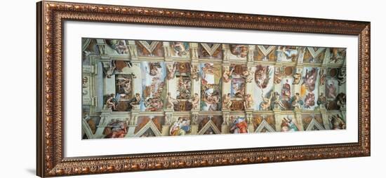 Sistine Chapel Ceiling, View of the Entire Vault-Michelangelo Buonarroti-Framed Art Print