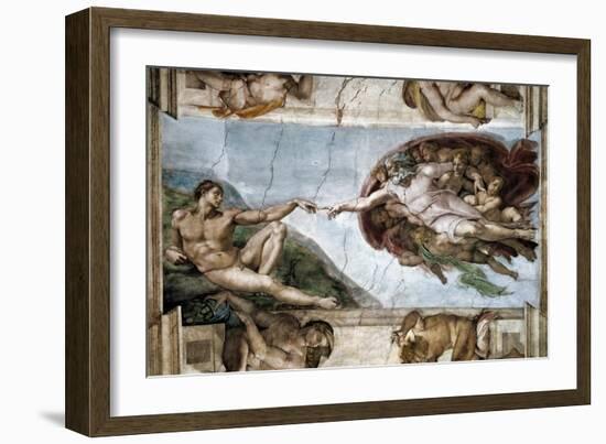 Sistine Chapel, the Creation of Adam--Framed Art Print