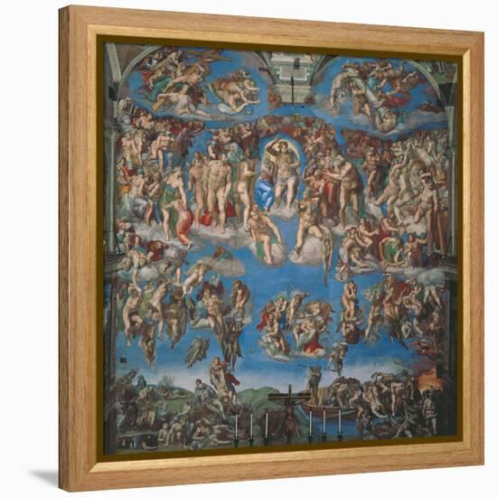 Sistine Chapel, the Last Judgment (Entire View)-Michelangelo Buonarroti-Framed Stretched Canvas