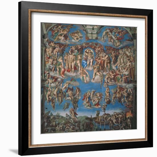 Sistine Chapel, the Last Judgment (Entire View)-Michelangelo Buonarroti-Framed Art Print