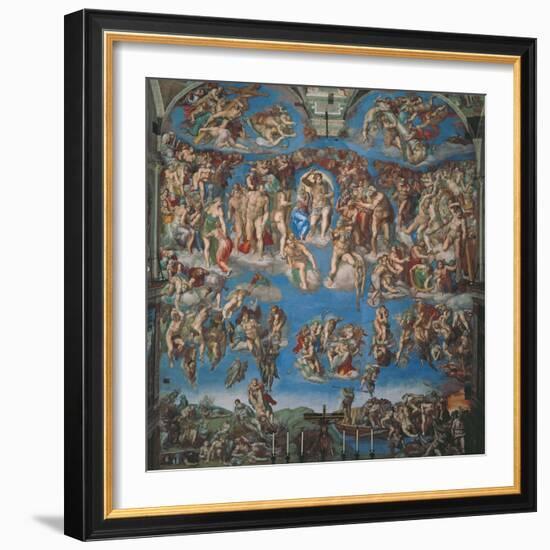 Sistine Chapel, the Last Judgment (Entire View)-Michelangelo Buonarroti-Framed Art Print