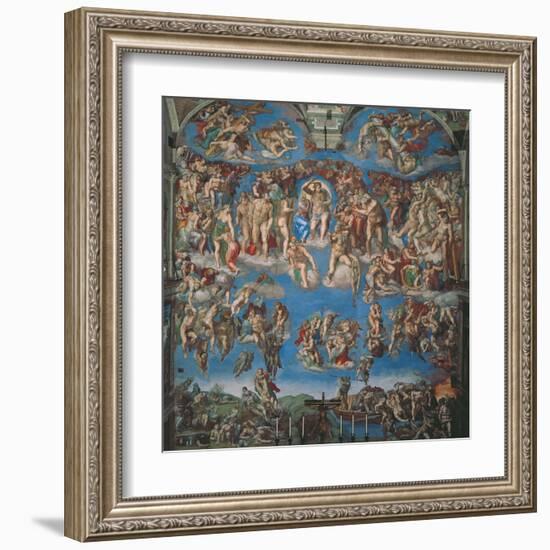 Sistine Chapel, the Last Judgment (Entire View)-Michelangelo Buonarroti-Framed Art Print