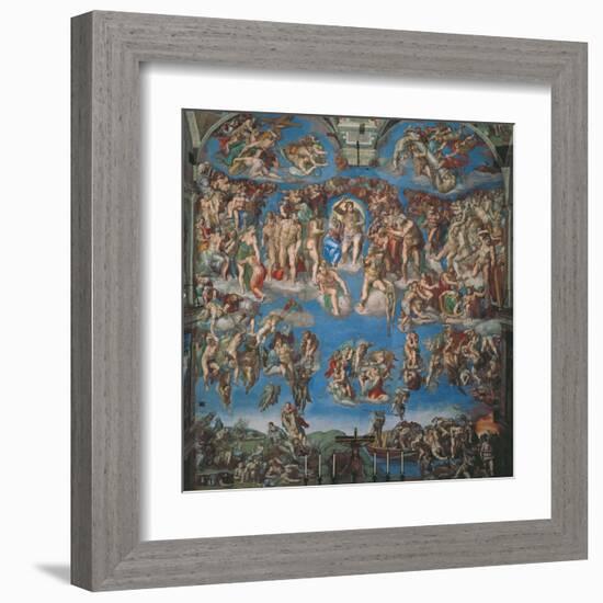 Sistine Chapel, the Last Judgment (Entire View)-Michelangelo Buonarroti-Framed Art Print