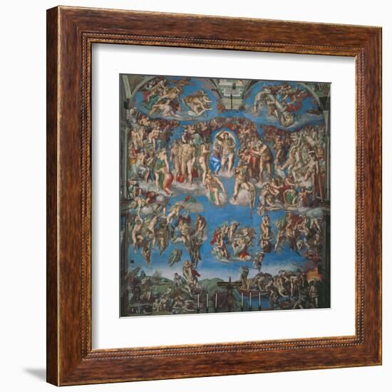 Sistine Chapel, the Last Judgment (Entire View)-Michelangelo Buonarroti-Framed Art Print