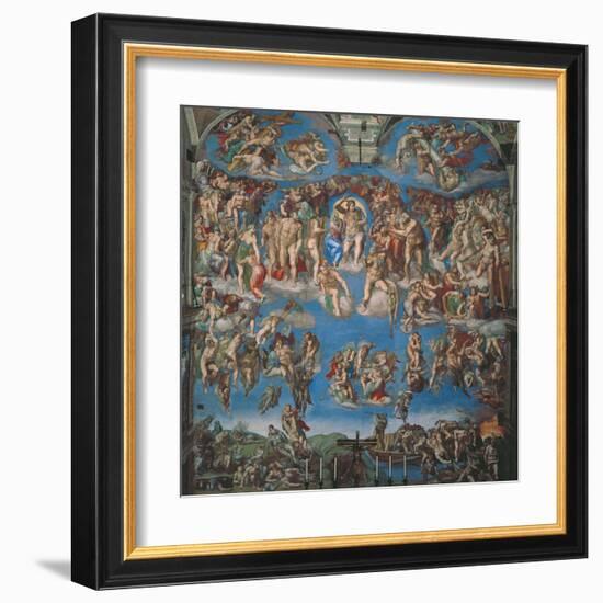 Sistine Chapel, the Last Judgment (Entire View)-Michelangelo Buonarroti-Framed Art Print