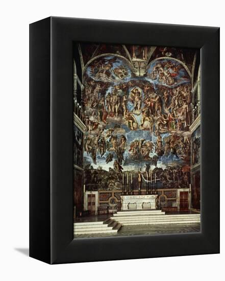 Sistine Chapel with the Retable of the Last Judgement (Fall of the Damned)-Michelangelo Buonarroti-Framed Premier Image Canvas