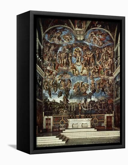 Sistine Chapel with the Retable of the Last Judgement (Fall of the Damned)-Michelangelo Buonarroti-Framed Premier Image Canvas