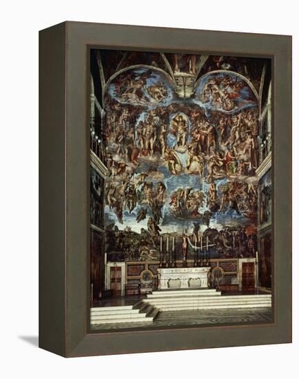 Sistine Chapel with the Retable of the Last Judgement (Fall of the Damned)-Michelangelo Buonarroti-Framed Premier Image Canvas