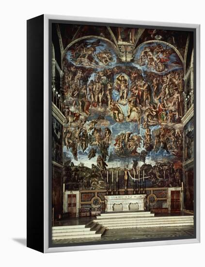 Sistine Chapel with the Retable of the Last Judgement (Fall of the Damned)-Michelangelo Buonarroti-Framed Premier Image Canvas