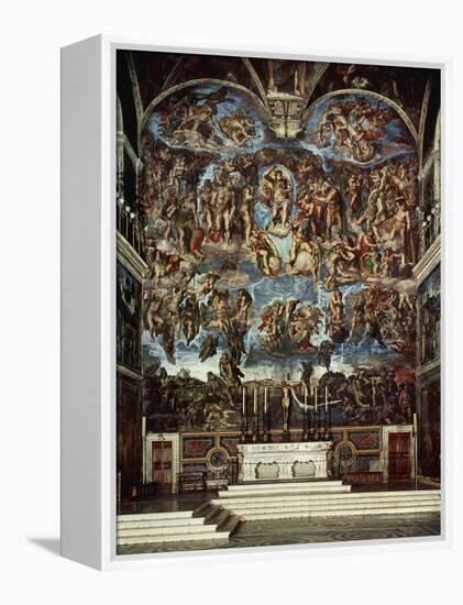 Sistine Chapel with the Retable of the Last Judgement (Fall of the Damned)-Michelangelo Buonarroti-Framed Premier Image Canvas