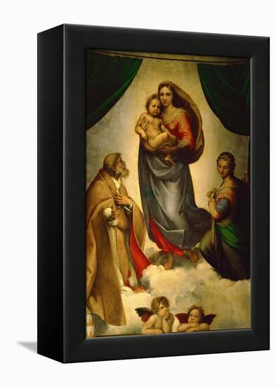 Sistine Madonna, Painted for Pope Julius II as His Present to City of Piacenza, Italy, 1512-1513-Raphael-Framed Premier Image Canvas