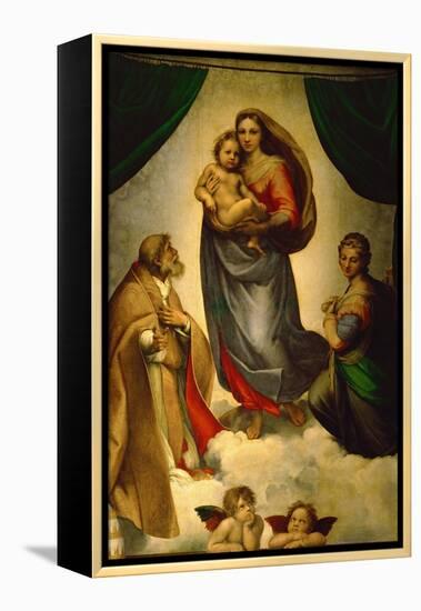 Sistine Madonna, Painted for Pope Julius II as His Present to City of Piacenza, Italy, 1512-1513-Raphael-Framed Premier Image Canvas