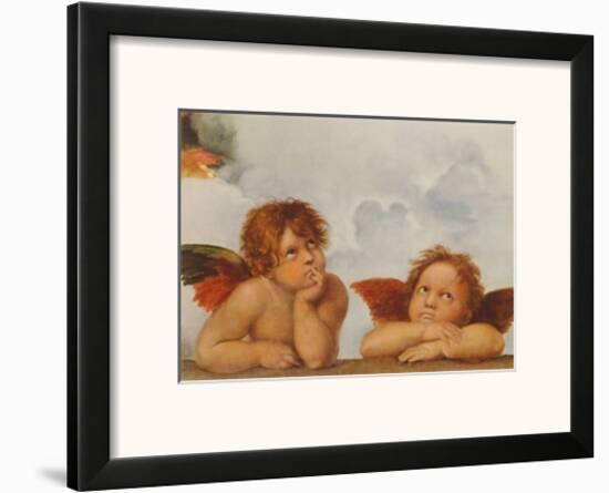 Sistine Madonna - Two Angels (Detail)-Raphael-Framed Art Print