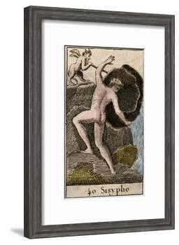 Sisyphus, illustration from 'Mythologie de la Jeunesse', 1803-French School-Framed Giclee Print
