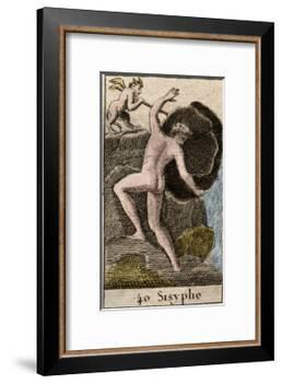 Sisyphus, illustration from 'Mythologie de la Jeunesse', 1803-French School-Framed Giclee Print