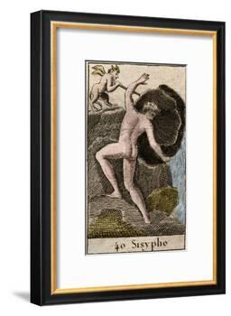 Sisyphus, illustration from 'Mythologie de la Jeunesse', 1803-French School-Framed Giclee Print