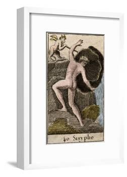 Sisyphus, illustration from 'Mythologie de la Jeunesse', 1803-French School-Framed Giclee Print