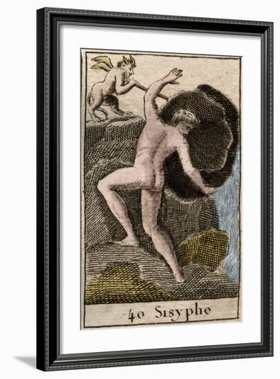 Sisyphus, illustration from 'Mythologie de la Jeunesse', 1803-French School-Framed Giclee Print