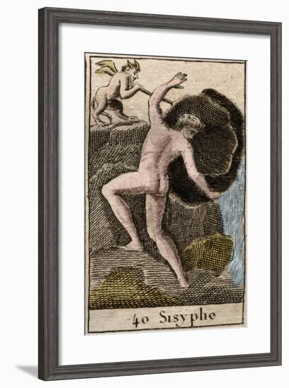 Sisyphus, illustration from 'Mythologie de la Jeunesse', 1803-French School-Framed Giclee Print