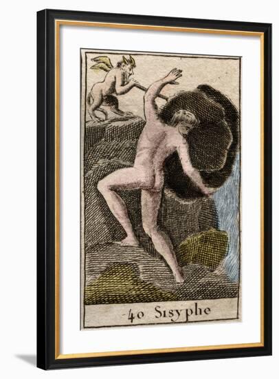 Sisyphus, illustration from 'Mythologie de la Jeunesse', 1803-French School-Framed Giclee Print