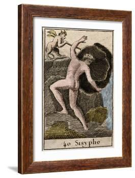 Sisyphus, illustration from 'Mythologie de la Jeunesse', 1803-French School-Framed Giclee Print
