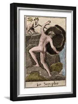 Sisyphus, illustration from 'Mythologie de la Jeunesse', 1803-French School-Framed Giclee Print