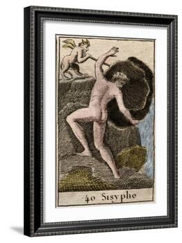 Sisyphus, illustration from 'Mythologie de la Jeunesse', 1803-French School-Framed Giclee Print