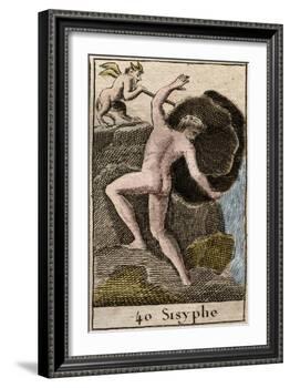 Sisyphus, illustration from 'Mythologie de la Jeunesse', 1803-French School-Framed Giclee Print