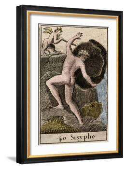 Sisyphus, illustration from 'Mythologie de la Jeunesse', 1803-French School-Framed Giclee Print