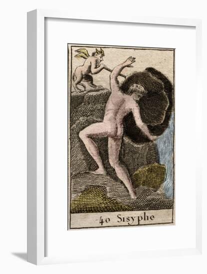 Sisyphus, illustration from 'Mythologie de la Jeunesse', 1803-French School-Framed Giclee Print