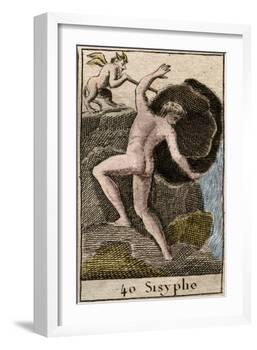 Sisyphus, illustration from 'Mythologie de la Jeunesse', 1803-French School-Framed Giclee Print