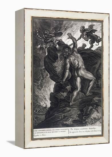 Sisyphus Pushing His Stone up a Mountain, 1731-Bernard Picart-Framed Premier Image Canvas