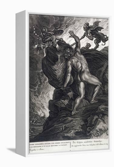 Sisyphus Pushing His Stone up a Mountain, 1731-Bernard Picart-Framed Premier Image Canvas