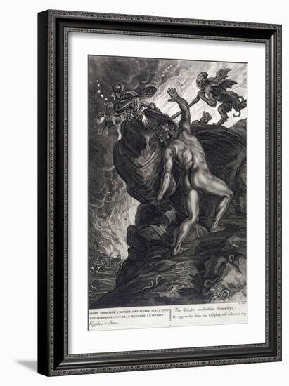 Sisyphus Pushing His Stone up a Mountain, 1731-Bernard Picart-Framed Giclee Print