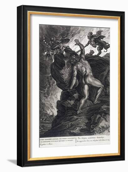 Sisyphus Pushing His Stone up a Mountain, 1731-Bernard Picart-Framed Giclee Print