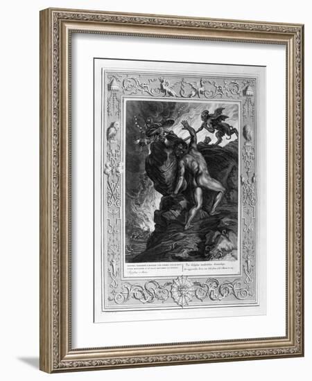 Sisyphus Pushing His Stone Up a Mountain, 1733-Bernard Picart-Framed Giclee Print