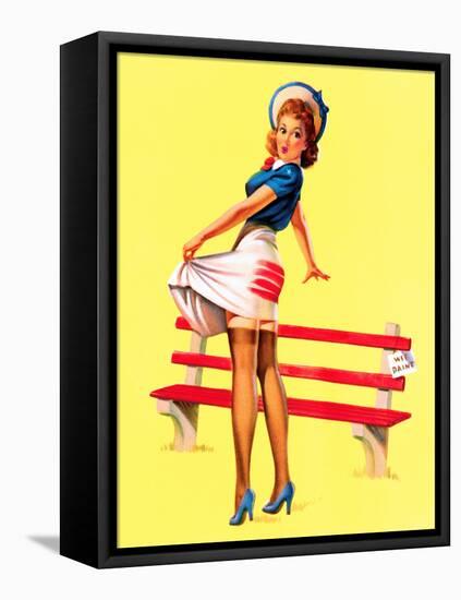 Sit Down Stripes Pin-Up c1940s-Art Frahm-Framed Stretched Canvas