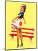 Sit Down Stripes Pin-Up c1940s-Art Frahm-Mounted Art Print