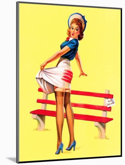 Sit Down Stripes Pin-Up c1940s-Art Frahm-Mounted Art Print