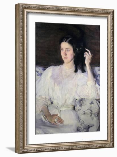 Sita and Sarita, or Young Girl with a Cat, 1893-94-Cecilia Beaux-Framed Giclee Print