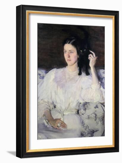 Sita and Sarita, or Young Girl with a Cat, 1893-94-Cecilia Beaux-Framed Giclee Print